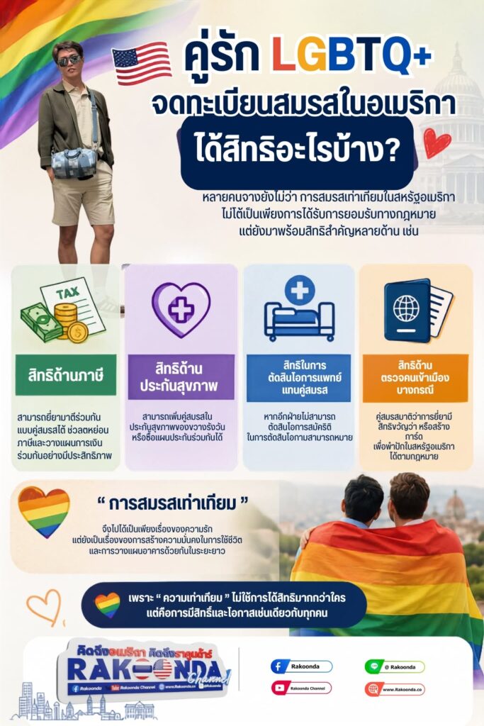 คู่รัก LGBTQ+ จดทะเบียนสมรสในอเมริกา ได้สิทธิอะไรบ้าง